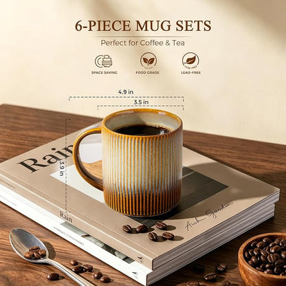 theterra Ceramic Coffee Mugs Set of 6, 14.2 oz Coffee Cups - Image 3