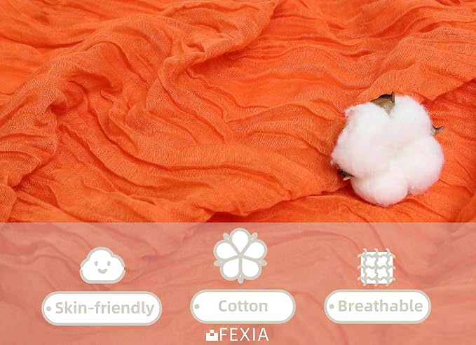 3Pcs Orange Cheesecloth Table Runner Fall Bridal Shower Home Decor | 35x120 - Image 4