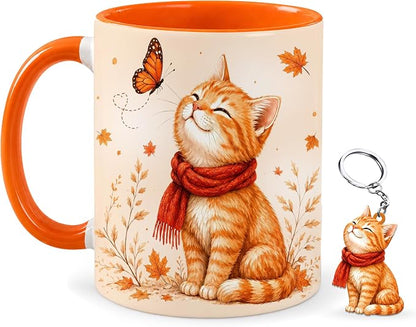 Hyturtle Orange Tabby Cat Coffee Mug, Cute Fall Gift by Hyturtle