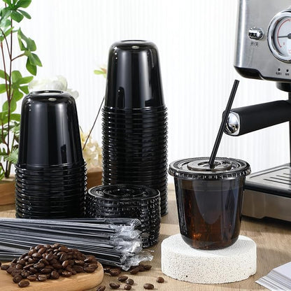Ziliny 50 Sets 12 oz Black Plastic Cups - Image 2