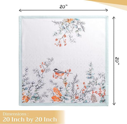 Maison d' Hermine Cloth Napkins Set of 4 100% Cotton for Thanksgiving Christmas Decorations Everyday Reusable Square Fall Napkins Cloth Washable Dinner Party (Whitish Shabby Chique, 20"x20")