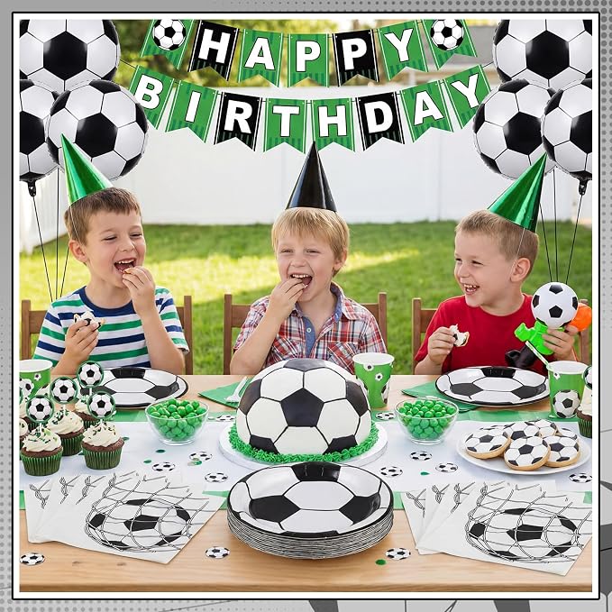 NatNarr 50 Pcs Soccer Plates and Napkins, Disposable Soccer Party Decorations - Image 6