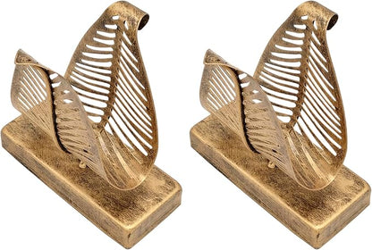 Set of 2 Freestanding Modern Napkin Holder with Leaf Design, Tabletop Tissue Dispenser, Countertop Napkin Storage Organizer – Bronze