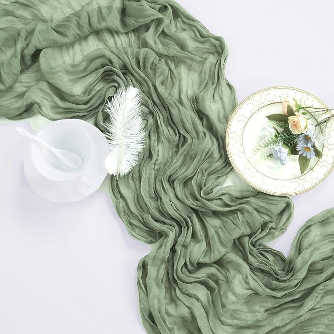6 Pack Sage Green Cheesecloth Table Runner 35 x 120 Inch | Boho Gauze Cheese - Image 6