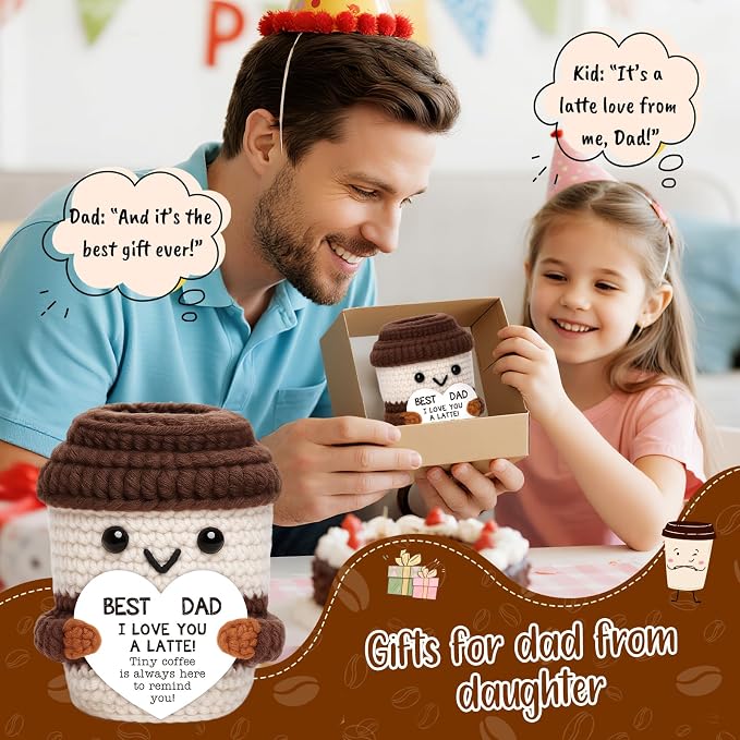 Positive Crochet Coffee Cup Dad Gift - Image 6