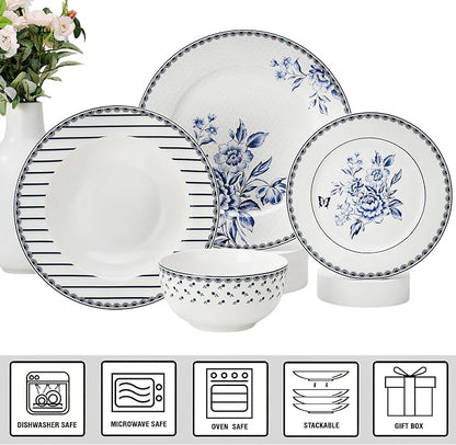 24-Piece Bone China Dinnerware Set in Gift Box, Service - Image 5