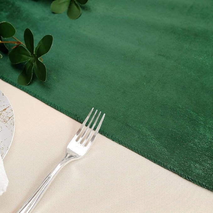 10 pcs 12x108-Inch Hunter Green Premium Velvet Table Runners Wedding Reception - Image 4