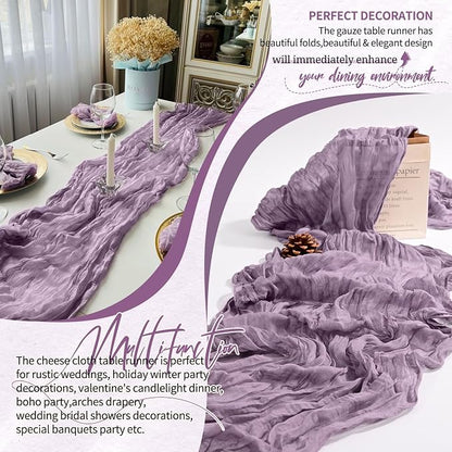4 Pack Cheesecloth Table Runner 10FT Purple Table Runner Boho Gauze Cheese - Image 6
