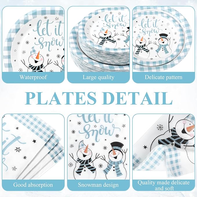 Funnymoom 250 Pcs Winter Snowman Party Decorations - Image 2