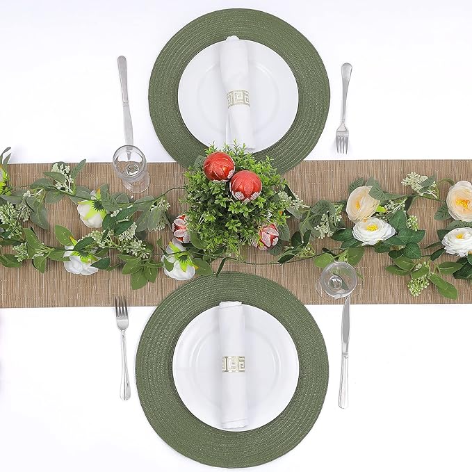 SHACOS Round Placemats Set of 6 Washable 15 inch Round Table Mats Cotton - Image 6