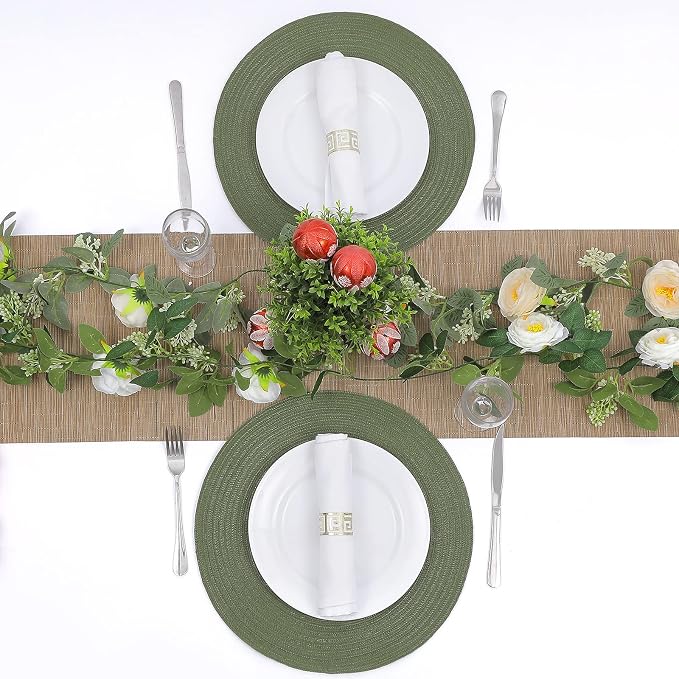 SHACOS Round Placemats Set of 4 Washable 15 inch Round Table Mats Cotton - Image 3