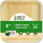Compostable 8 Inch Palm Leaf Square Plates (25 Count) Like Bamboo Disposable Plates | Biodegradable | Eco-Friendly, Microwave & Oven Safe | USDA Certified 100% Biobased