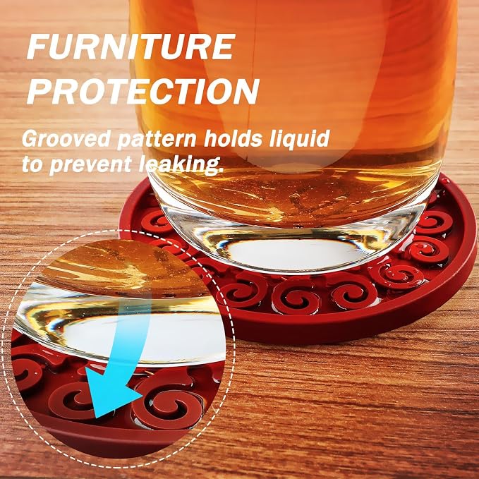 Coasters for Drinks, Resistant Reusable Silicone Coasters - Image 4