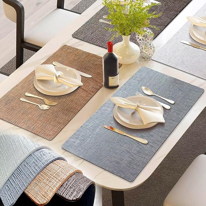 Elegant Placemats and Coasters Set 6, Vinyl Washable Place Mats - Image 2