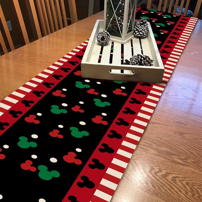 Seliem Red Black Table Runner, Funny Christmas Cute Polka Dot Home Kitchen | - Image 6