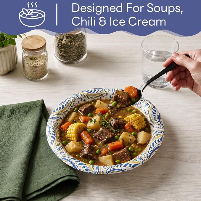 30 Count 8oz Paper Bowls, Small Paper Bowls, Microwaveable and Soak Proof | - Image 2