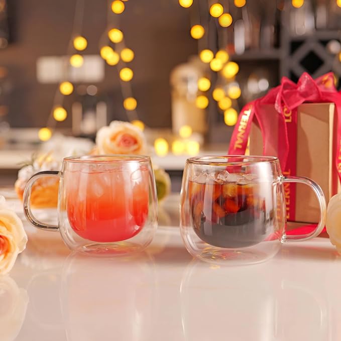 CNGLASS 12oz Double Walled Glass Coffee Mugs, Glass Espresso Mugs - Image 5