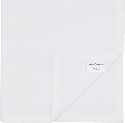 PurpleEssences Set of 12 Cloth Dinner Napkins 100% Cotton 18x18 Inch - Soft Durable Washable - Ideal for Farmhouse Party Spring Summer - Perfect Everyday Use Table Linen - White