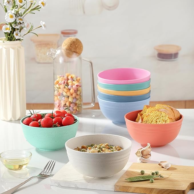 8PCS Cereal Bowl, Ohola Unbreakable Wheat Straw Cereal Bowls, Microwave & - Image 7