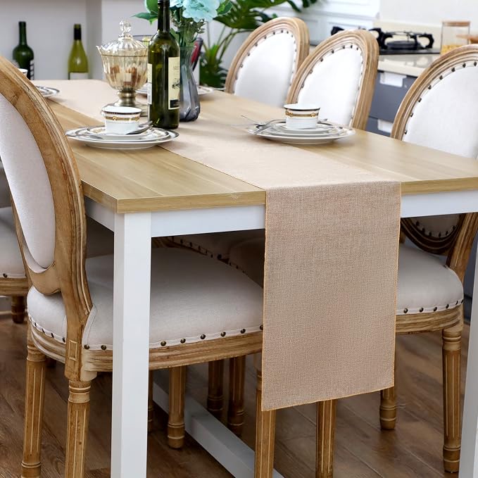 6 Pcs Burlap Table Runner 12 x 71 Inch Rustic Linen Table Runner Farmhouse - Image 4