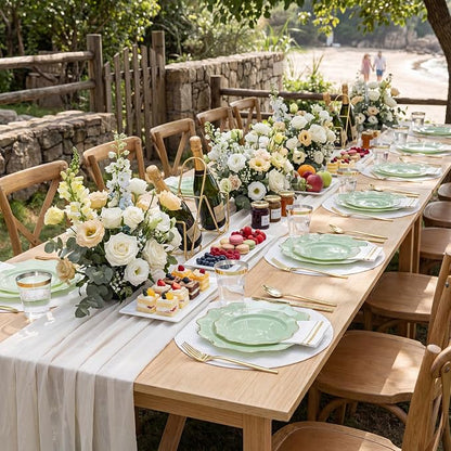 175Pcs Sage Green Plastic Plates - Image 9