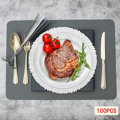 100 Pcs Charger Plates Set, Round Charger Plates, Reusable Serving Plates Embossed Rim Plastic Chargers Plate Decorative Round Plate Chargers