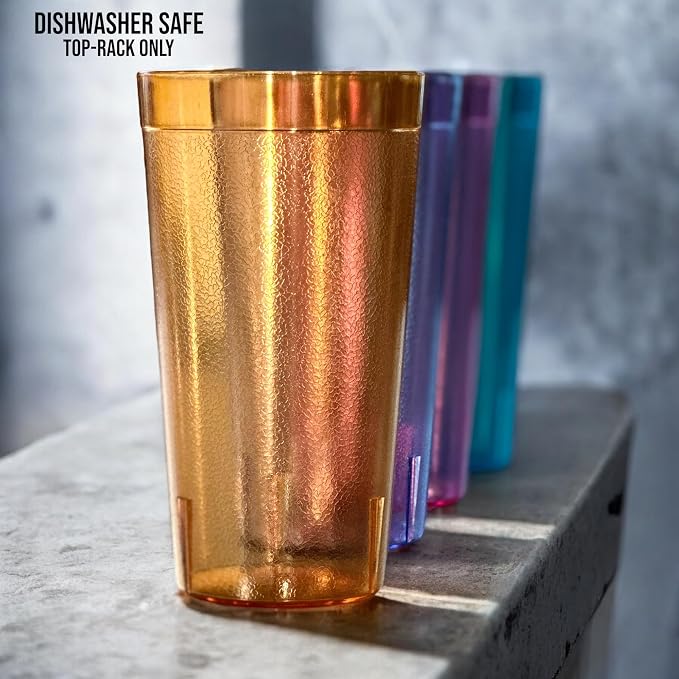 Oojami Set of 16 Plastic Tumblers, 20-Ounce Reusable Cups, BPA-Free & - Image 5