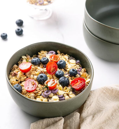 AmorArc Stoneware Cereal Bowls for Kitchen, 28oz Large Ceramic Soup Bowls Set - Image 4