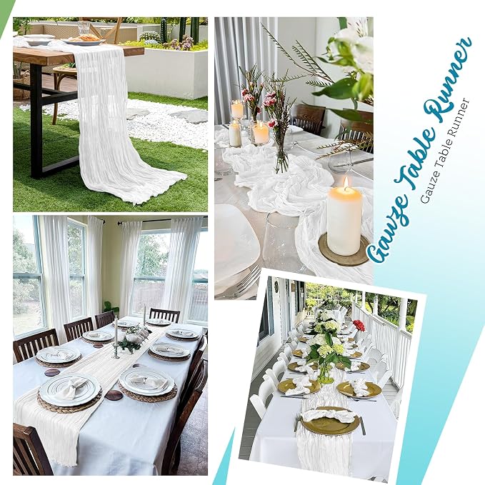 8 Pack White Cheesecloth Table Runners 20x120 Inch Gauze Table Runner Cheese - Image 5