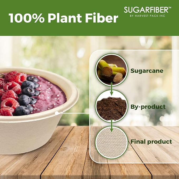 16oz Compostable Paper Bowls Disposable Round Natural Soup Bowls, Biodegradable - Image 4