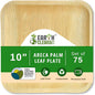 Compostable Palm Leaf Plates 10 Inch Square (75 Pack) | Disposable Biodegradable Plates Like Bamboo & Wooden | Microwave & Oven Safe | Eco-Friendly
