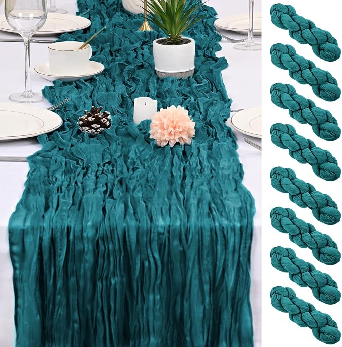 8 Pack Teal Cheesecloth Table Runner 17x108 inch | Boho Gauze Cheese Cloth by Unknown