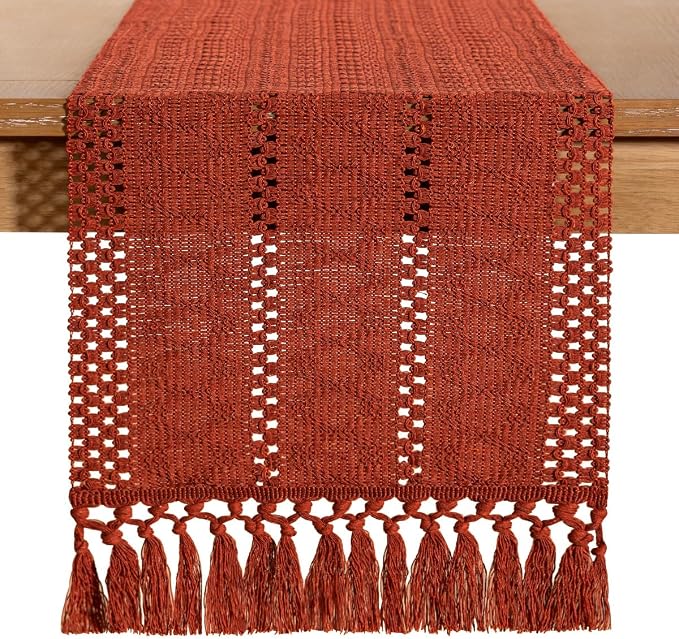 Boho Table Runner Summer Farmhouse Rustic Dining Dresser Scarf Home Decor | - Image 5