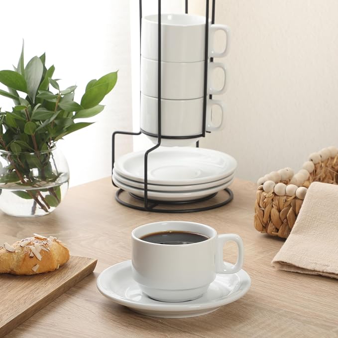 Gibson Home Gracious Dining 7-Ounce Cappuccino Cups Set of 4, Stackable Coffee - Image 2