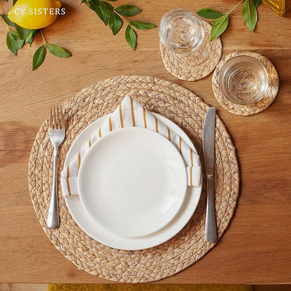 Woven Placemats Round Placemats Set of 6, 13.5 Inch Wicker Placemat Circle - Image 7