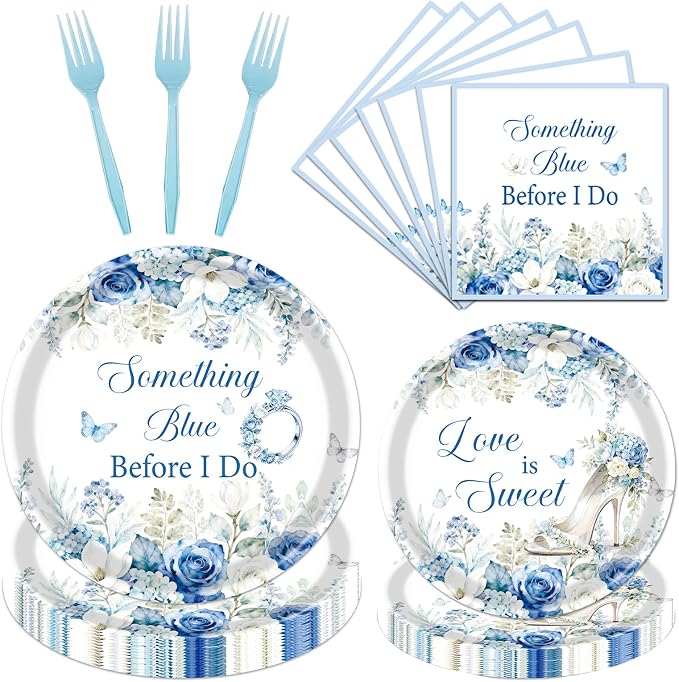 Rakuto Something Blue Bridal Shower Decorations, Before I Do Decor by Rakuto