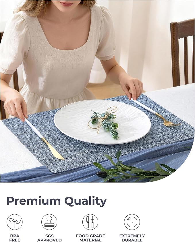 Leetaltree Deep Navy Woven Placemats Set of 12 - Image 6