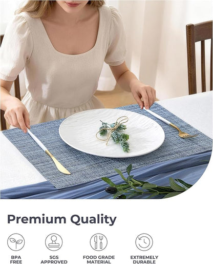 Leetaltree Deep Navy Woven Placemats Set of 12 - Image 6
