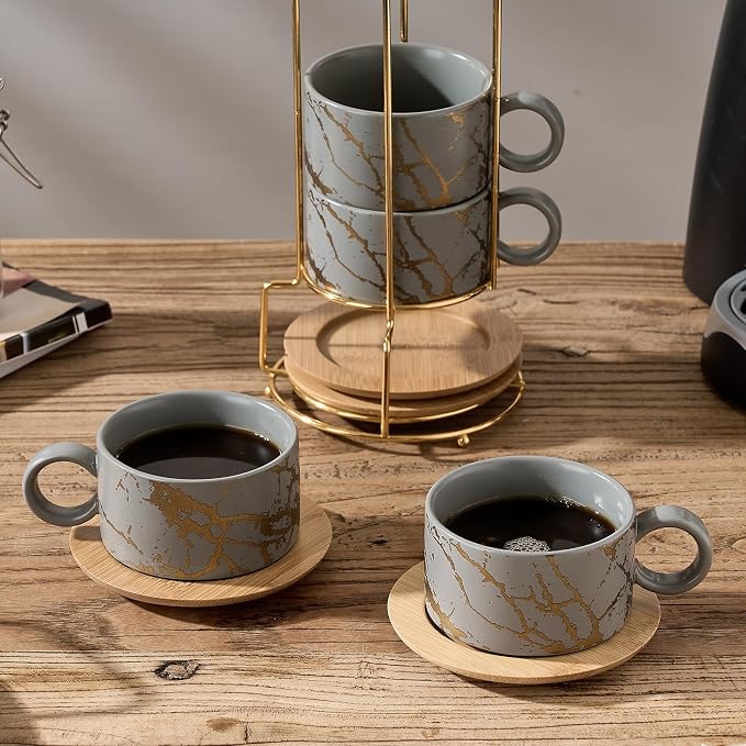 LUKA 6 Ounce Porcelain Stackable Espresso Cups - Image 6