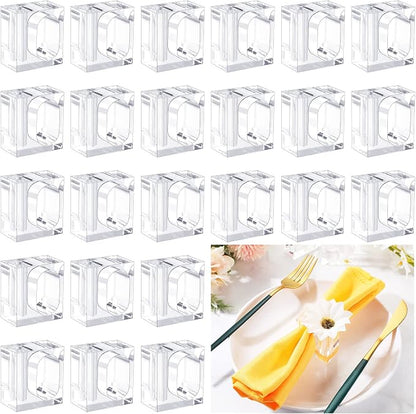 24 Pcs Acrylic Napkin Rings Clear Napkin Holder Bulk by Meanplan