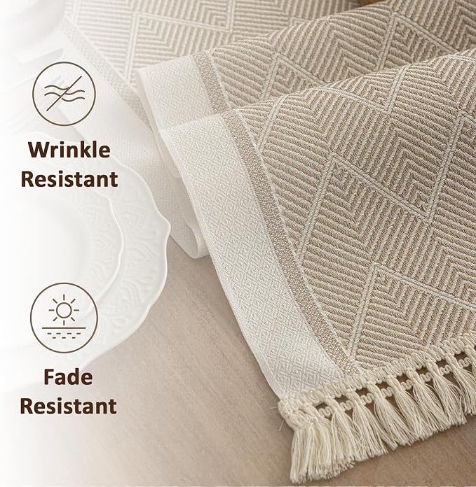 Farmhouse Boho Rustic Neutral Table Runner Decor - Image 3