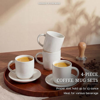HaWare 13OZ Coffee Mugs Set of 4, Stoneware Coffee Cups | Ceramic Latte Mug - Image 3