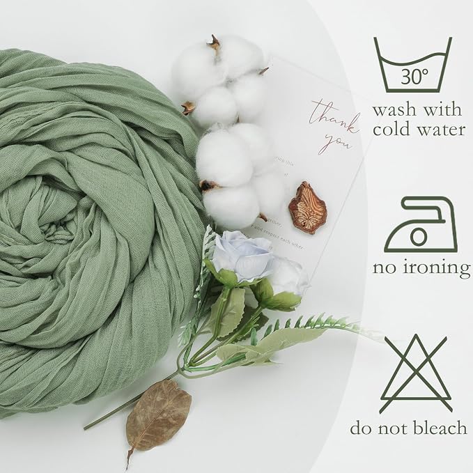 6 Pack Sage Green Cheesecloth Table Runner 35 x 120 Inch | Boho Gauze Cheese - Image 5