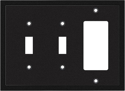 Henne Bery Modern Edge Decorative Wall Plate Switch Plate Outlet Cover, Durable Solid Zinc Alloy (Double Toggle/Single Decorator, Matte Black)
