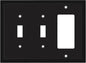 Henne Bery Modern Edge Decorative Wall Plate Switch Plate Outlet Cover, Durable Solid Zinc Alloy (Double Toggle/Single Decorator, Matte Black)