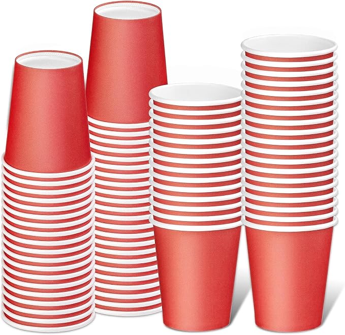 75 Pack 8 oz Disposable Paper Cups, Paper Coffee Cups-Red | Beverage Cups by BALDCC