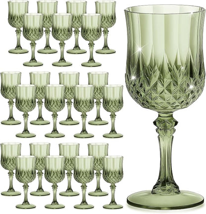 7OZ Plastic Wine Glasses, Reusable Vintage Goblets Unbreakable Drinking Glasses by Unknown