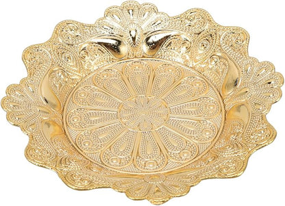 Pilipane Gold Coffee Cup and Saucer Set, Elegant European Carved Glass Teacup - Image 2