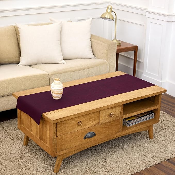 Solino Home 100% Pure Linen Table Runner Burgundy Woven, Athena 14 x 48 in | by SolinoHome