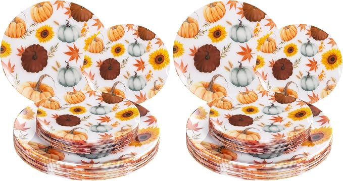 24Pcs Thanksgiving Plastic Plates by WDF